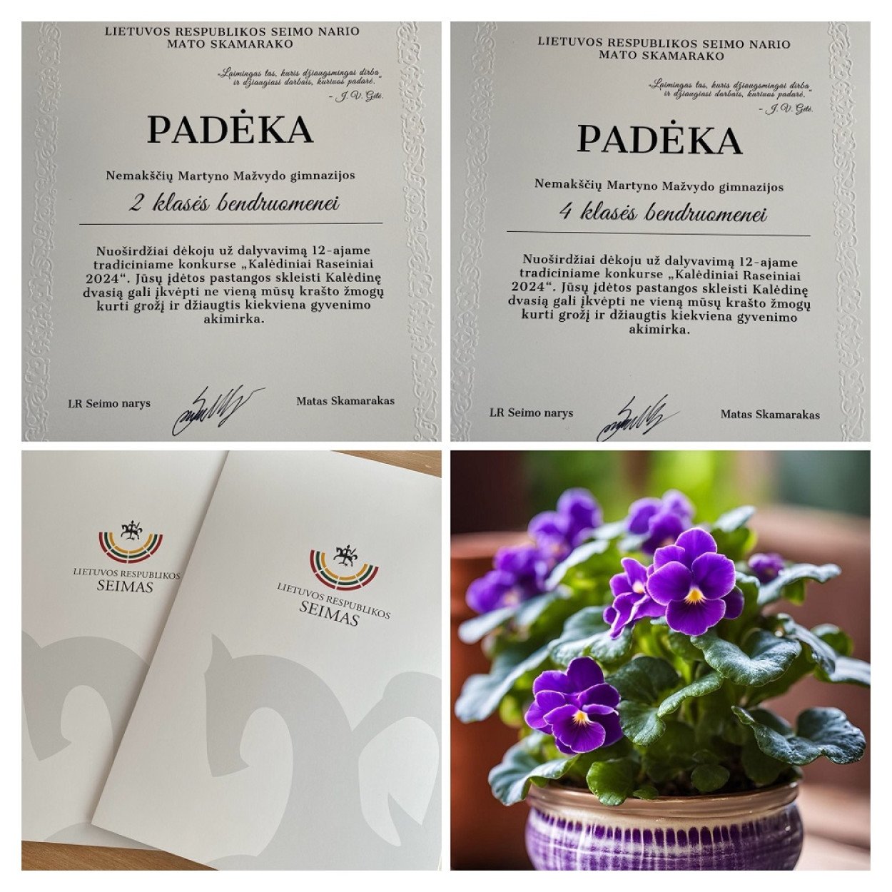 Seimo nario padėka