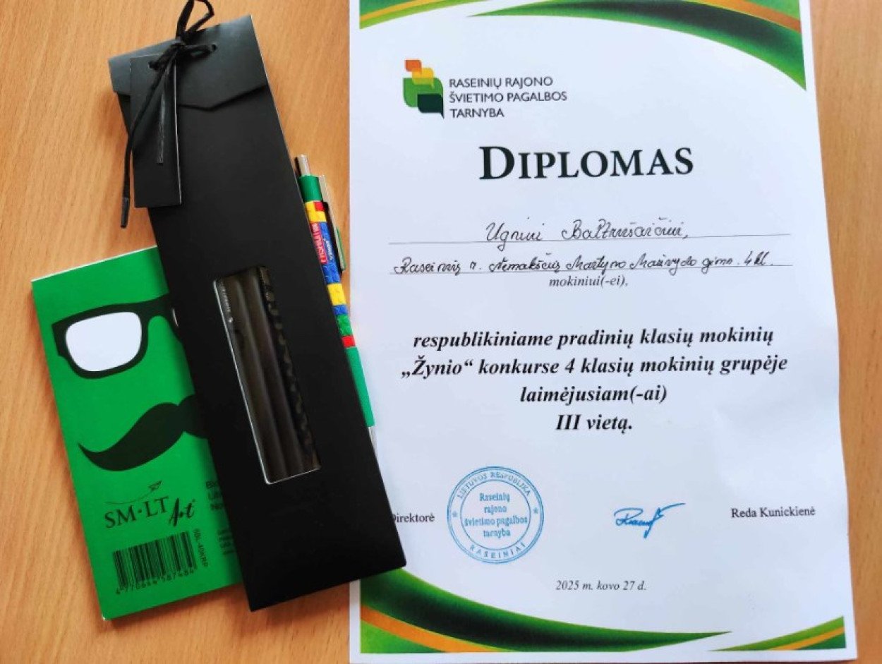 Trečia vieta respublikiniame „Žynio“  konkurse