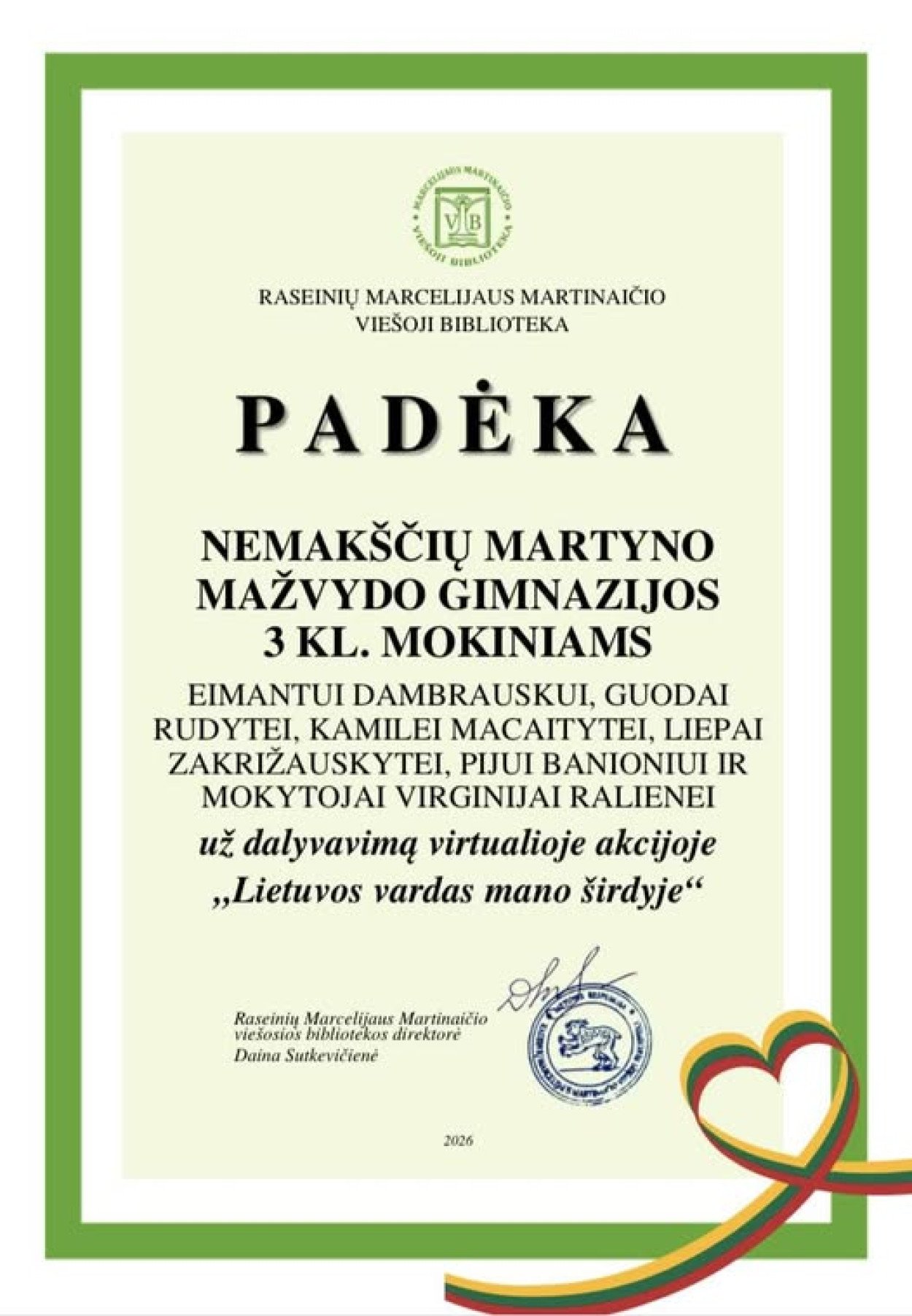 Lietuvos vardas mano...