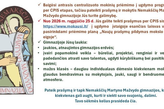 Mokinių priėmimas