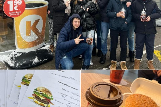 Pamoka degalinėje. Septintokai valgė mėsainius ir mokėsi